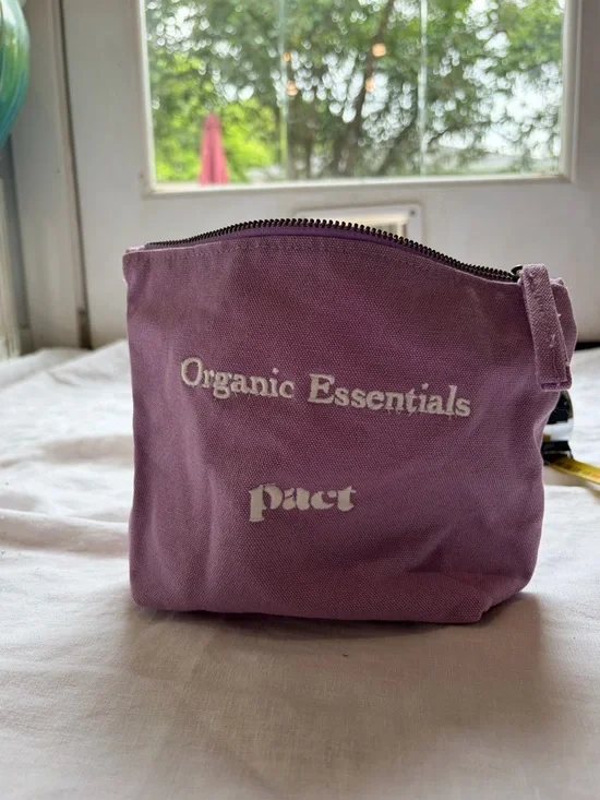 Pact Lavender Canvas Zip Pouch with Embroidered Logo - Picture 5 of 8